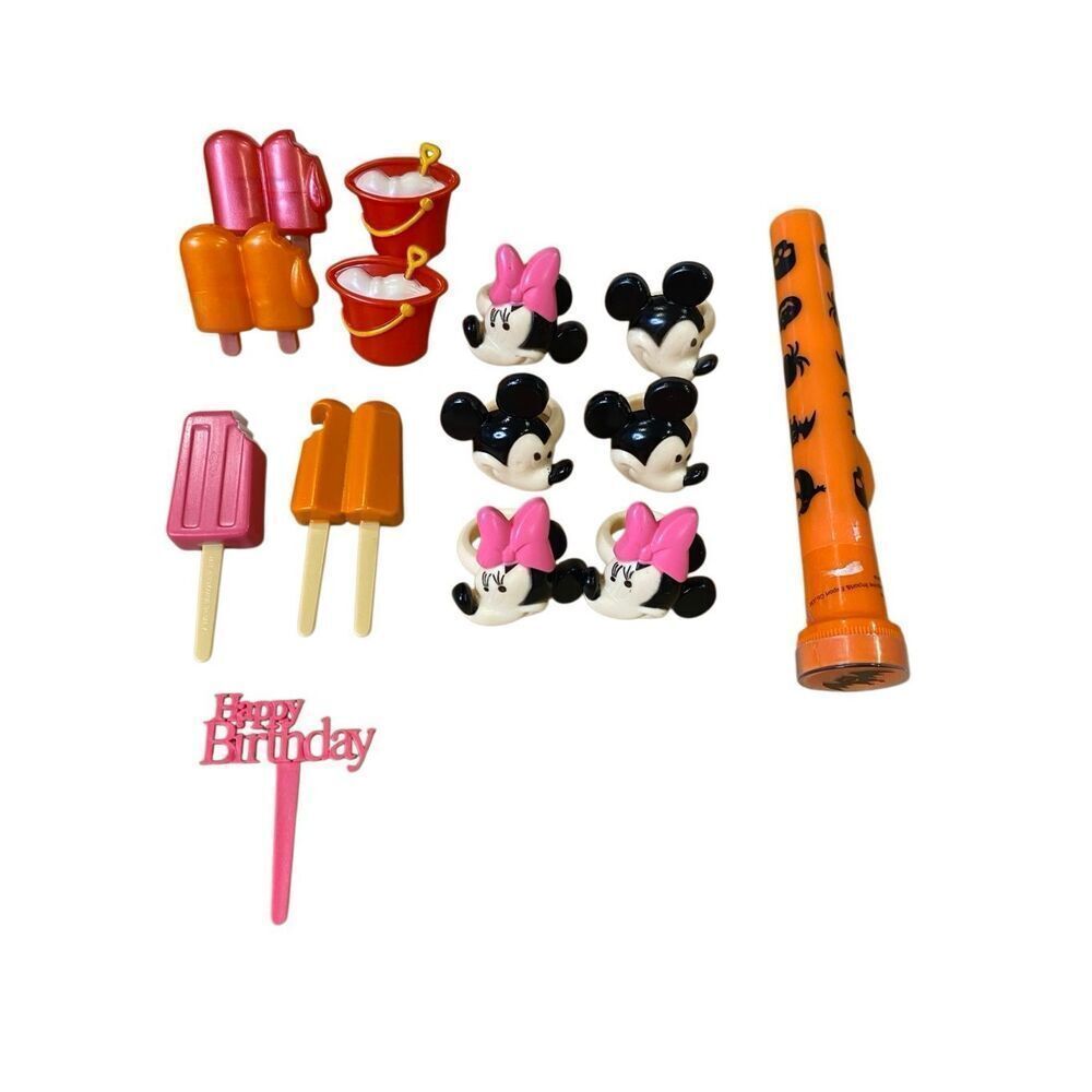 27 Pc Cake Topper Rings Popsicle Mickey Minnie Halloween Flashlight Party Lot